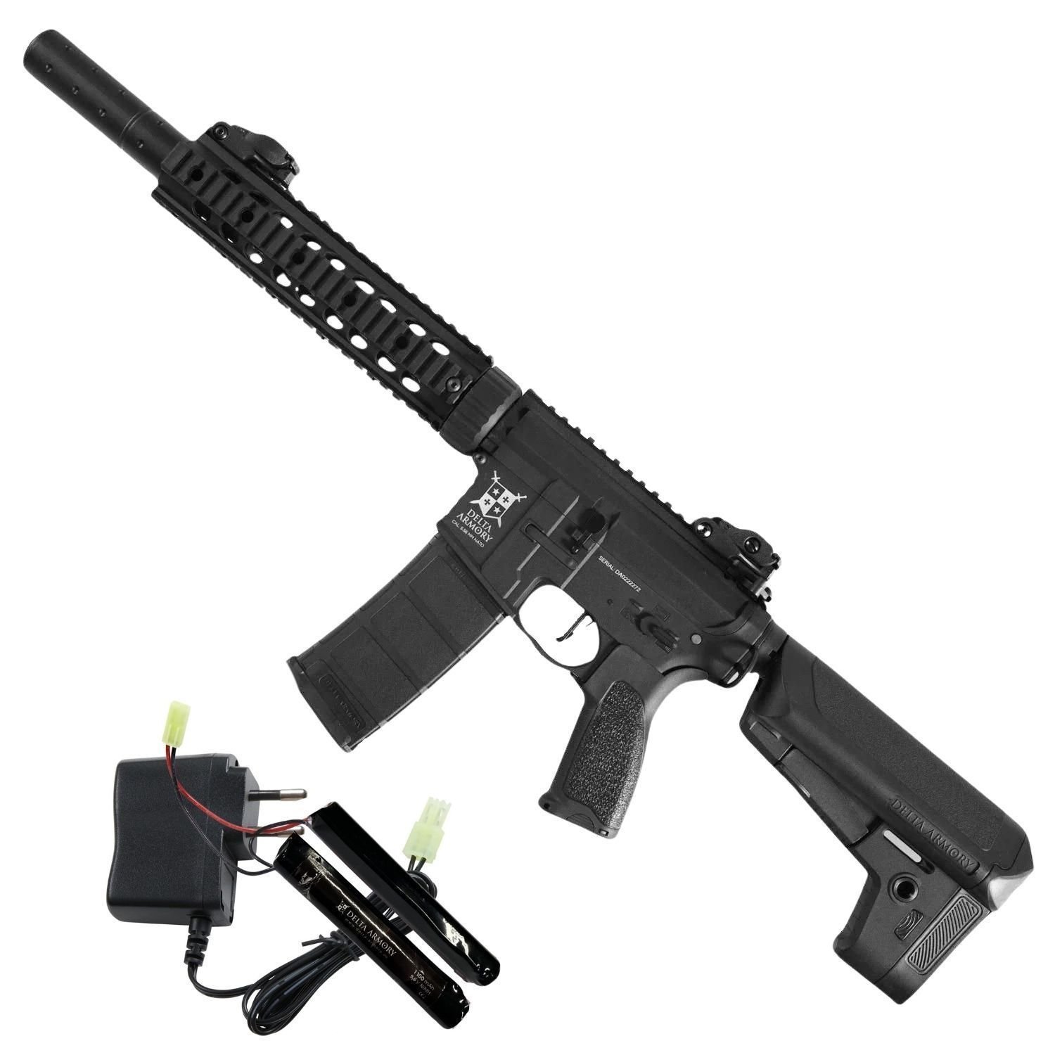 Delta Armory AR15 SilentOps 9'' Charlie Siyah AEG Airsoft Tüfek / Pil Şarj Setli