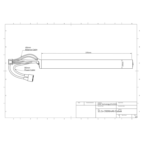 EMR 11.1V 3500 Mah Çubuk – T Plug Lithium-Ion Pil