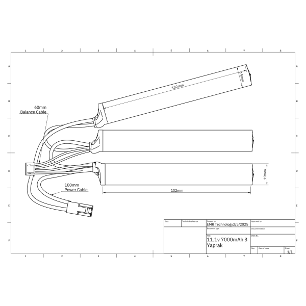 EMR 11.1V 7000mAh Uc Yaprak Pil T-Plug