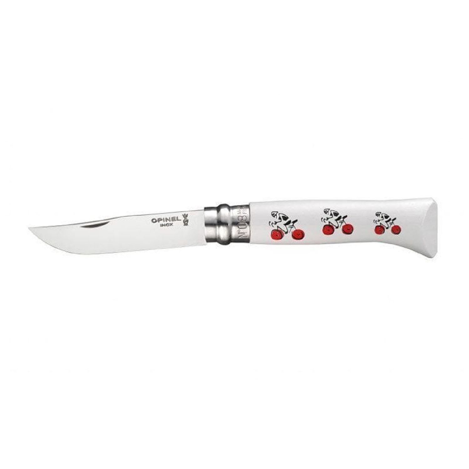 Opinel No.8 Inox Bisiklet İşlemeli Çakı Sandvik 12C27 Çelik Beyaz