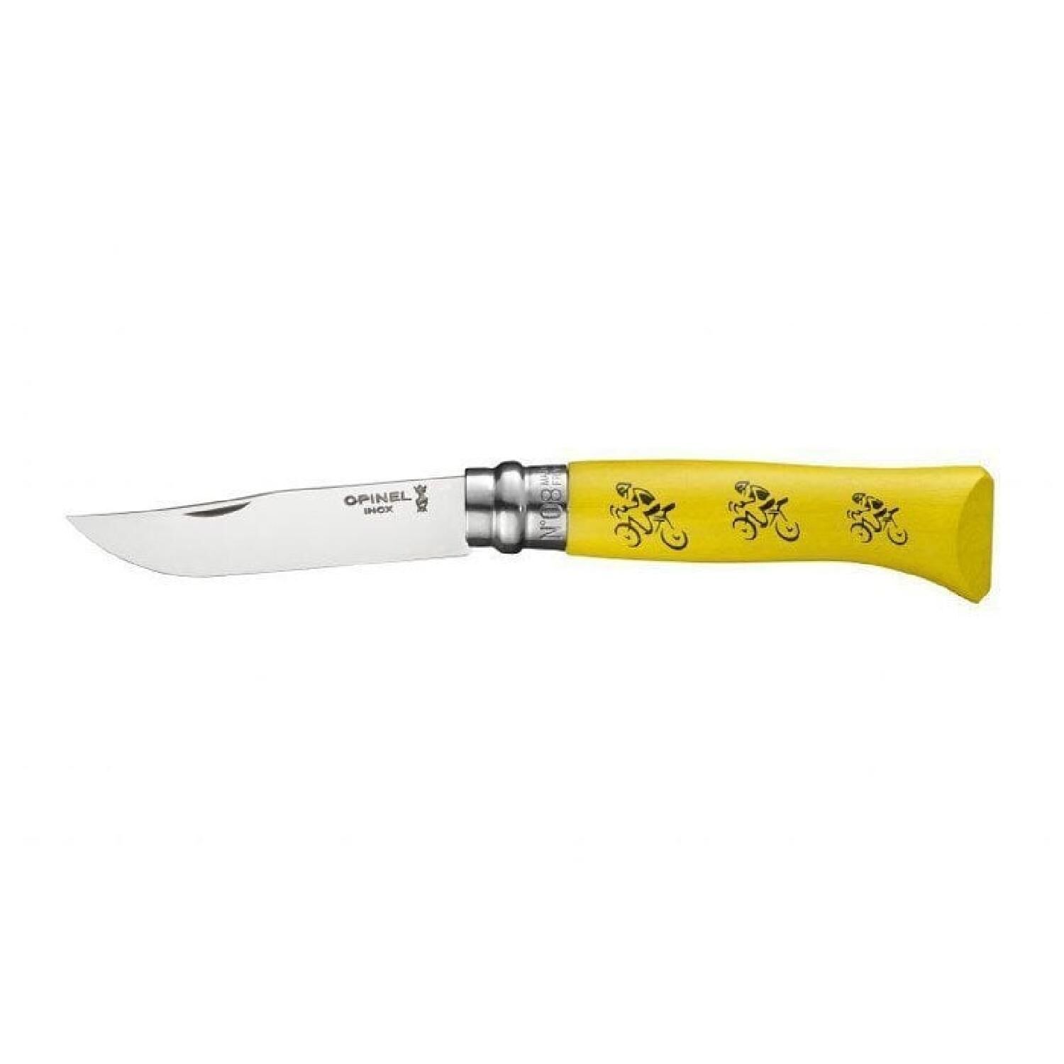 Opinel No.8 Inox Bisiklet İşlemeli Çakı Sandvik 12C27 Çelik Sarı