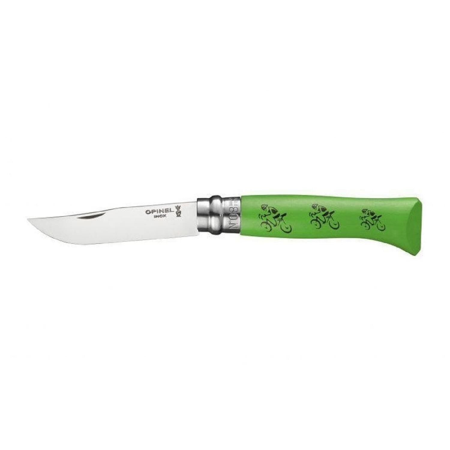 Opinel No.8 Inox Bisiklet İşlemeli Çakı Sandvik 12C27 Çelik YEŞİL