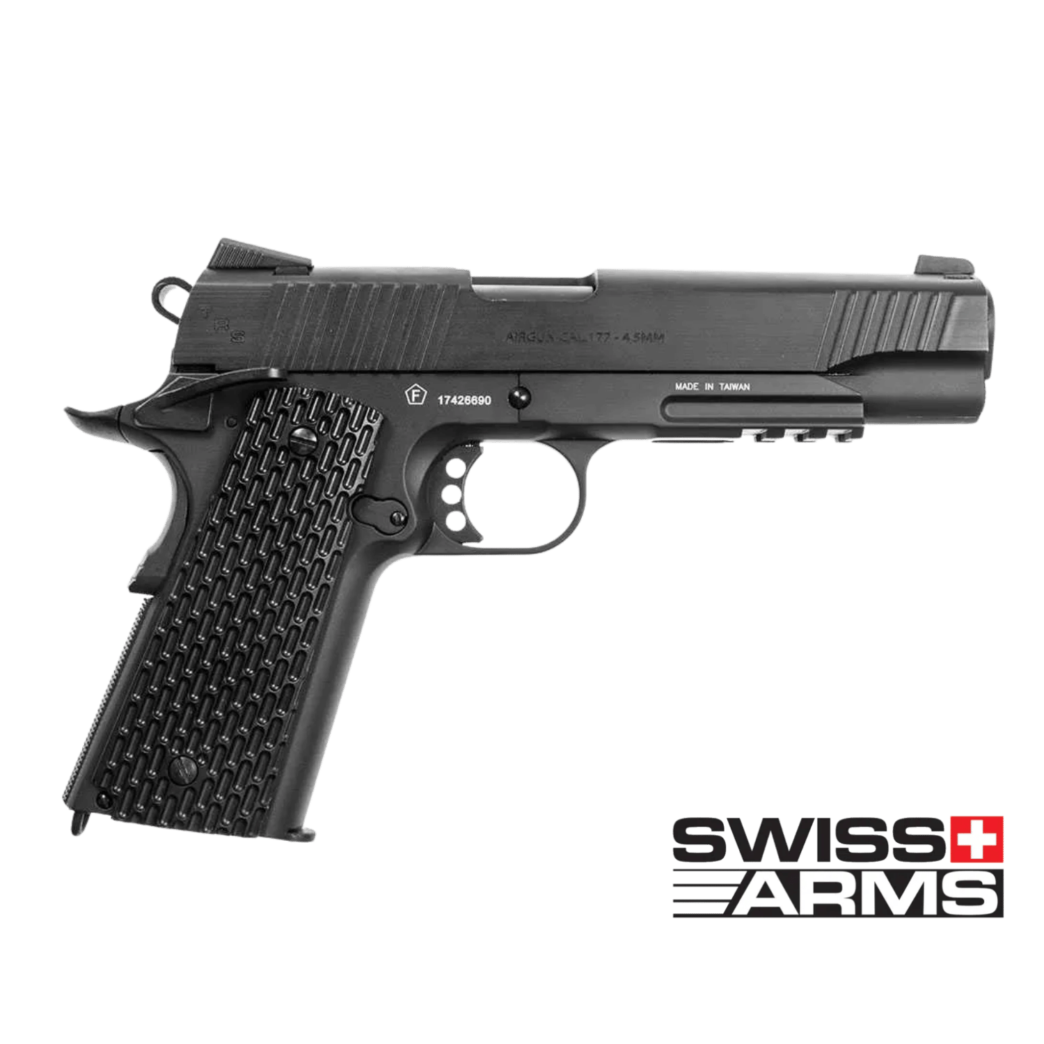 CYBERGUN Swiss Arms COLT1911 4.5mm/.177cal Tactical Rail SIYAH Co2