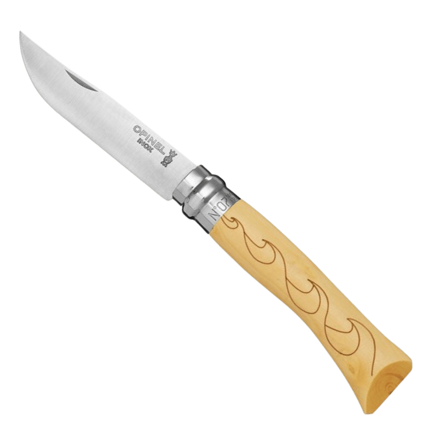 Opinel Inox No.7 Waves İşleme 001552 Sandvik 12C27 Paslanmaz Çelik Cep Çakısı
