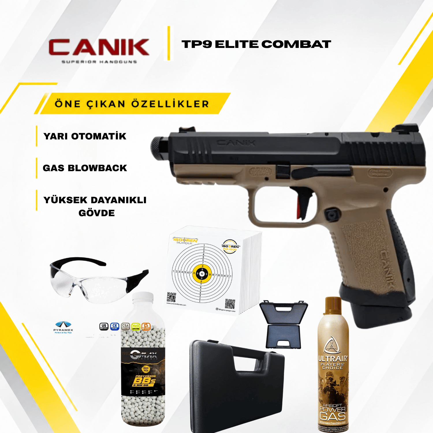 Canik TP9 ELİTE Combat Airsoft Replika Tabanca Seti - Duo Tone