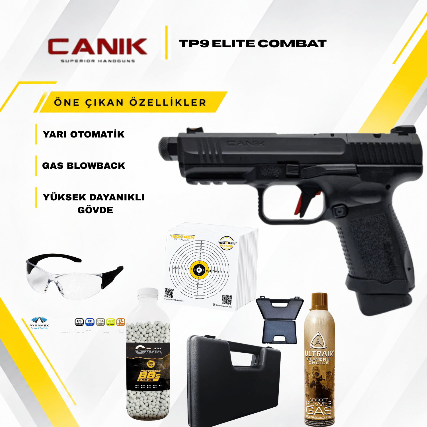 Canik TP9 Elite Combat Airsoft Replika Tabanca Seti - Siyah